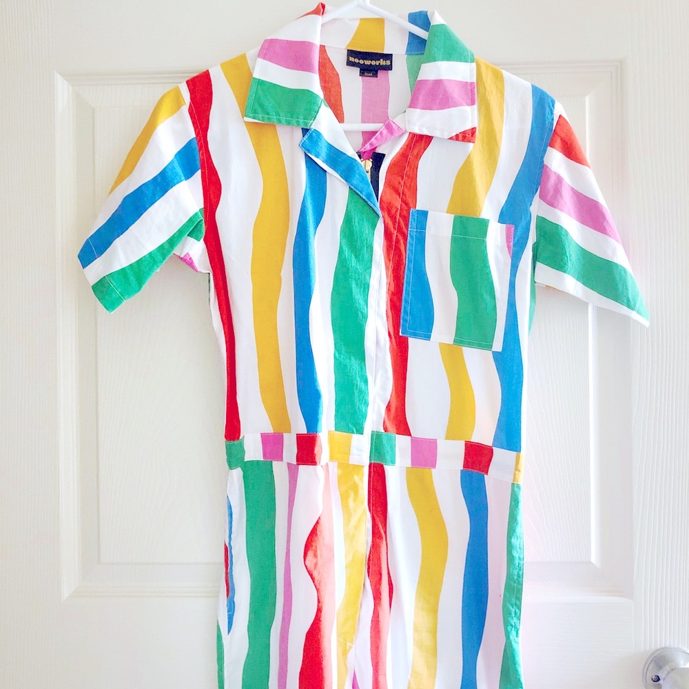 Nooworks Rainbow Stripe Coveralls Size Small